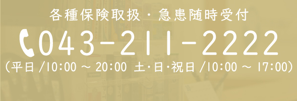 各種保険取り扱い・急患随時受付　電話バナー